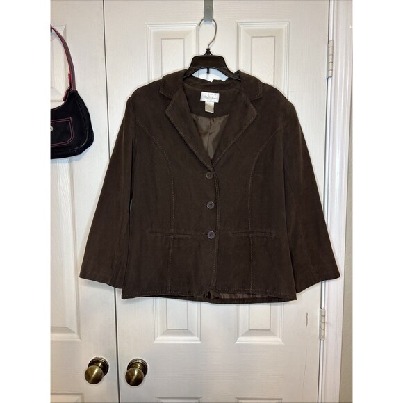 Studio Works Jackets & Blazers - VTG 80s Studio Works Size 10 Brown Suede Blazer Jacket w Boho Western Stitching